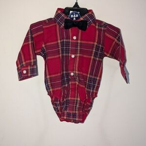 THE CHILDREN'S PLACE Infant Boy's Long Sleeve Plaid Bodysuit - Size 3-6 Mos.
